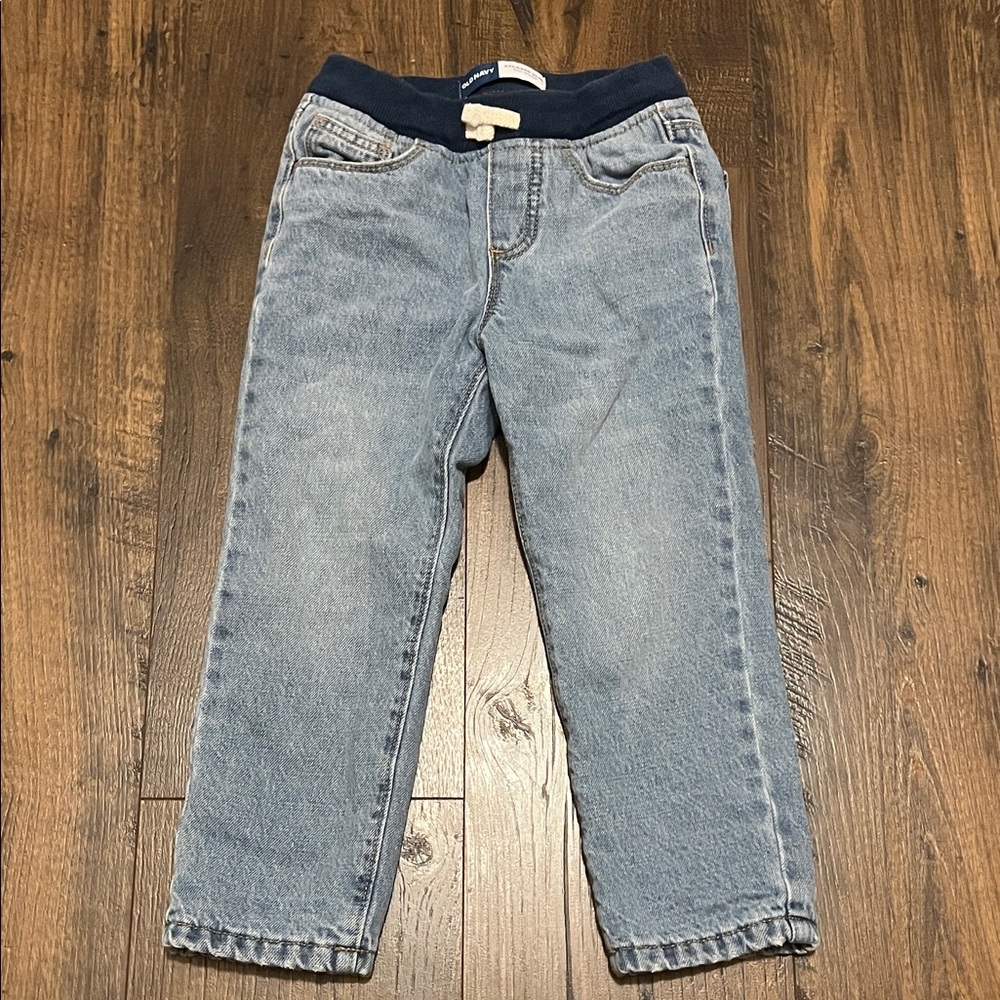 Old Navy Kids Light Blue Jeans with Navy Waistband - built in warm